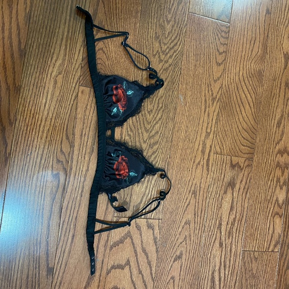 Urban Outfitters Black Bra with Red Floral Design - Picture 8 of 8